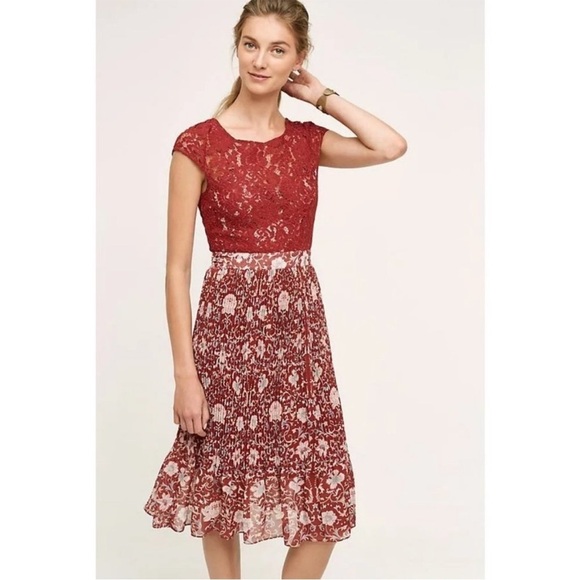Anthropologie Dresses & Skirts - Anthropologie Plenty by Tracy Reese Luella Red Lined Lace Dress